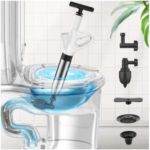 Mieaoll Toilet Plunger,High Pressure Toilet Plunger Heavy Duty,Toilet Auger Air Drain Blaster with Pressure Gauge,Toilet Unclogger for Bathroom, Sink, and Plumbing Clogs