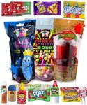 Chamoy Pickle Kit + Blue Raspberry Pickle With Freeze Dried Candy, 17 pcs-With Mexican Candy : Lucas Gusano Chamoy, Skwinkles, Fruit Rollup, Fruit By The Foot, Gushers, Tajin Seasoning, Takis Chips,