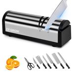 Knife Sharpener, Professional 15 Degree 4 Stage Electric Knife Sharpener for Quick Sharpening & Polishing, for Straight Edge Knives, Scissors and Slotted Screwdriver, Stainless Steel, Silver