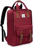 School Backpack for Women,VASCHY Unisex Vintage Water Resistant Casual Daypack Laptop Backpack Rucksack Bookbag for Travel/Business/College Fits 15.6 Inch Laptop Burgundy