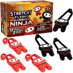 Pick A Toy Stretchy Flying Ninjas [12-Pieces] | Elastic Slingshot Ninja Toys for Boys & Girls | Great Birthday Gift & Party Favors Idea | Red & Black Colors | Eco-Friendly, BPA-Free Materials