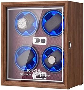 LALAHOO Watch Winder for Automatic Watches, Ultra Quiet Motor for 4 Automatic Watches with LED Lights, Automatic Watch Winder with 4 Rotation Modes