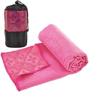 Yuilgdo Yoga Towels, Non Slip Hot Yoga Mat Towel with Grip Dots,Super-Absorbent Soft Microfiber Yoga Blanket for Pilates, Fitness and Workout 72inch x 24inch (Hot Pink)