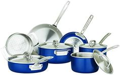 Viking Culinary Multi-Ply Color 2-Ply Cookware Set, 11 Piece, Includes Stainless Steel Lids, Dishwasher, Oven Safe, Works on All Cooktops Including Induction,Blue