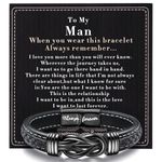 YADOCA Mens Bracelet To My Man, Leather Bracelet Gift for Him Love You Forever Mens Husband Boyfriend Couple Valentines Day Birthday Gift