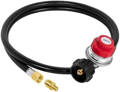 SHINESTAR 0-20 PSI Adjustable Propane Regulator and Hose with Brass Adapter, 5 Feet Gas Burner Hose Replacement for Turkey Fryer, Fish Cooker, Fire Pit, Forge and more