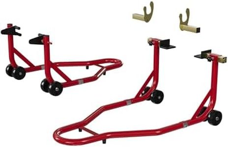 Motorcycle Stand Lift 900LBS Capacity Front Rear Wheels Lift with U+L Adjustable Swingarm Spool for Maintenance and Repairs, Red