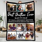 Personalized Blanket Gifts for Brother, Custom Blankets for with Photos Throw Blankets to Brother for Birthday Graduation Christmas for Best Brother Ever 1 to 10 Collage Made in USA