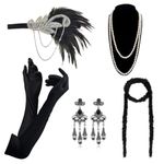 DRESHOW 1920s Flapper Gatsby Costume Accessories Set Vintage Headband Earrings Necklace Gloves