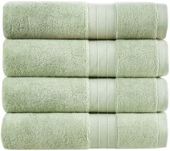 Luxury Bath Towels Extra Large Fluffy — Set of 4 Plush Hotel Towel for Bathroom Luxury — Made from Soft Superior Turkish Cotton, Thick, Absorbent, Easy Dry, Durable (Green - 30x56)