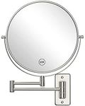 Benbilry 9" Wall Mounted Makeup Mirror, 1X/10X Magnifying Double Sided 360° Swivel Extendable Bathroom Mirror, Large Size Magnified Shaving Mirror with Folding Arm Nickel Finish