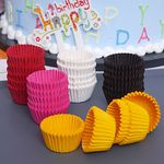 APOLLINE INDIA® 100pcs Plain Cup Standard Size Colourfull Cupcake Liners Greaseproof Paper Muffin Baking Cups, Nonstick Muffin for Birthday
