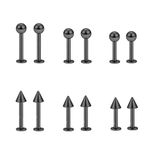 QXXPVV 12Pcs 16G Stainless Steel Labret Studs Lip Tragus Cartilage Studs Helix Medusa Earring Rings Piercing Jewelry for Women Men(12pcs lip studs Black)