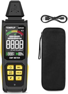 5-in‑1 EMF Detector, Electromagnetic Field Radiation Detector for EF, RF, MF, WiFi,5G Signal, Temperature/Humidity Measurement, Rechargeable EMF Meter for Home, Office, and Paranormal Investigation