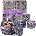 Scented Candles Gift Set Chandelles Parfumées with 4 Fragrances for Stress Relief Aromatherapy Soy Wax Candles Gifts for Her, Yoga Gift for Birthday, Mother's Day