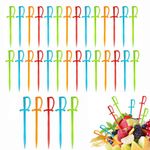 Plastic Colorful Fruit Picks,100Pcs Gewaha Reusable Sword Shaped Cocktail Picks Food Tooth Picks for Cake,Barbecues,Fruit Kabobs, Snacks, Tapas,Dessert Pastry Party(Multicolor)