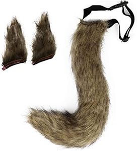 HAOAN Faux Fur Cat Fox Wolf Furry Tail and Clip Ears for Halloween Party Costume Accessories