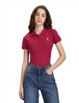 U.S. POLO ASSN. Women's Solid Slim Polo Shirt (UWAW23TSH023_Pink_M)