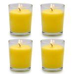 Small Citronella Candles Outdoor and Indoor, Yellow Soy Wax Votive Candles for Party Dinner and Camping - 12 Hours Burn Time, Set of 4