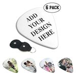 buxvhre 6 PCS Custom Guitar Pick Personalized Picks Design Your Own Text Name Photo Wear Resistant Gifts for Dad Player Boyfriend Accessories Acoustic Ukulele (0.46mm), White