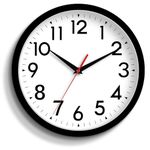 DAXSMY 14 Inch Wall Clock, Large Wall Clocks Battery Operated, Big Silent Non-Ticking Analog Clock Decorative for Living Room, Office, Kitchen, Outdoor,Classroom, Bedroom, Bathroom, School(Black)