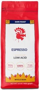 Puroast Low Acid Coffee, Whole Bean, Espresso, Dark Roast, Certified Low Acid Coffee, pH 5.5+, Gut Health, 2.2 LB, Higher Antioxidant, Smooth for Espresso, Cold Brew & Iced Coffee