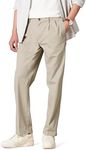 Amazon Essentials Men's Classic-Fit Wrinkle-Resistant Pleated Chino Trouser (Available in Big & Tall), Khaki Brown, 33W / 28L