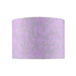 Contemporary Soft Lilac Cotton Fabric 10" Lampshade with Silver Foil Floral Decoration Suitable for Table or Ceiling Usage | 25cm Diameter | 60w Maximum by Happy Homewares