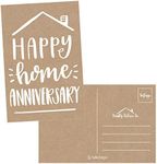 25 Kraft Happy Home Anniversary Realtor Cards, Blank Greeting House Postcards, Bulk Real Estate Thank You Notes, Welcome Home Realtor Gifts Stationery, New Realtor Gifts For Clients, Housiversary Card