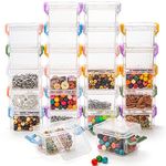 Nicunom 24 Pack Mini Plastic Storage Containers Box, 140ml Stackable Bead Organizers with Lid, Clear Plastic Small Storage Box for Collecting Small Craft Items, Jewelry, Game Pieces, Crafts