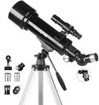 Telescope 70mm Aperture 500mm - for Kids & Adults Astronomical Refracting Telescopes AZ Mount Fully Multi-Coated Optics, with Diagonal Mirror Phone Adapter, Carrying Bag, Wireless Remote Black