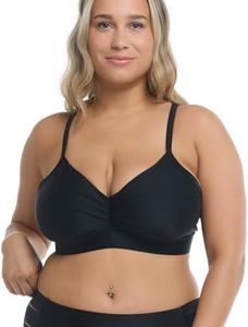 Body Glove Women's Smoothies Drew Solid D, DD, E Cup Bikini Top Swimsuit, Black
