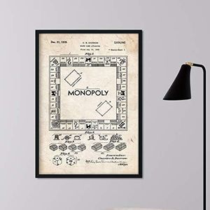 Affiche Nacnic monopole des brevets. Feuille avec le vieux brevet de dessin en format A3 et vintage background