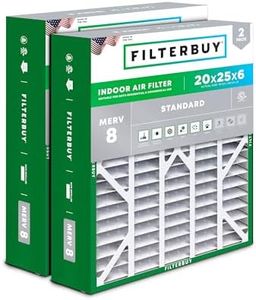 Filterbuy 20x25x6 Air Filter MERV 8 Dust Defense (2-Pack), Pleated HVAC AC Furnace Air Filters Replacement for Aprilaire Space-Gard 201/2200 / 2250 (Actual Size: 19.75 x 24.25 x 6.00 Inches)