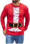 LUBOT Ugly Christmas Sweaters for Men and Couples Funny Designs Novelty Wintertime and Holiday Parties Pullover Sweater, Santabelt, Medium