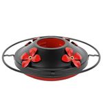 WOSIBO Hummingbird Feeder Replacement Bottom Base Replacement Part includes Red Plastic Base Metal Top and Brushes (Black-1)