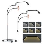 Lmaqfum Lash Light for Eyelash Extensions, 2 in 1 Half Moon Lamp with Phone Holder & 50cm Swing Arm, 7 Colours & Stepless Dimming, Esthetician Light with Wheel Stand for Eyelash Extension