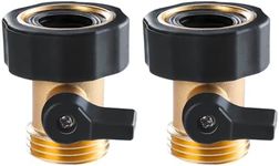 Twinkle Star Heavy Duty Brass Shut Off Valve Garden Hose Connector, Set of 2, TWIS3001