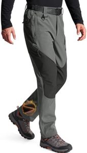 FREE SOLDIER Men's Fleece Lined Outdoor Cargo Hiking Pants Water Repellent Softshell Snow Ski Pants with Zipper Pockets(Gray/Black 32W x 32L)