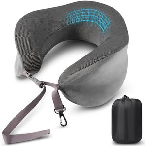 Blendura Oreillers de Voyage, Oreiller Cervical en Mousse à mémoire Forme, Oreiller Avion avec Sac de Transport Inclus, Convient Coussin Nuque pour Avion, Voiture, Bureau