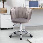 Finch Fox Crown Chair with Wheels Modern Desk or Task Chair in Velvet Upholstered Seat Ergonomic Mid-Back Adjustable Swivel Office Chair for Bedroom, Living Room in Dark Grey Color