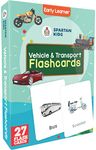 SPARTAN KIDS® Vehicle & Transport Flash Cards for Kids | 27 Early Learning Flash Cards Easy & Fun Way of Learning 1 Year to 6 Years Babies