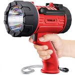 YIERBLUE Rechargeable Spotlight Flashlight with 1000,000 Lumen LED, IP67 Waterproof Long Running Spot Light searchlight, Impact Resistant Handheld Spotlight with Foldable Stand and Detachable Red Lens