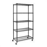 Seville Classics Organizer for Garage, Warehouse, Office, Restaurant, Classroom, Kitchen, Metal, Black, 5-Tier Shelving, 36" W x 18" D