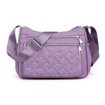 YANAIER Women Crossbody Shoulder Bag Multi Pocket Lightweight Quilted Messenger Bag Travel Handbag Purse Purple