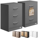 CASARIA® 2x Bedside Table with 3 Drawers | 54x39x28cm MDF Wood | Box Spring Bed Height | Bedroom Living Room Side Table | Nightstand Night Stand | Anthracite