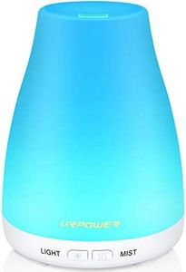 URPOWER 2nd Version Essential Oil Diffuser with Adjustable Mist Mode Waterless Auto Shut-Off and 7 Color LED Lights for Home Office, One Size (Pack of 1), White