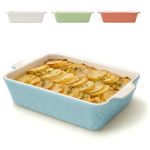 Ceramic Casserole Dish 28cm - Large Baking Dish for Lasagne, Tiramisu - Non-stick Rectangular Bakeware & Serving Dish - High Edge & Deep Lasagne Dish - Oven Proof & Dishwasher & Safe - Blue
