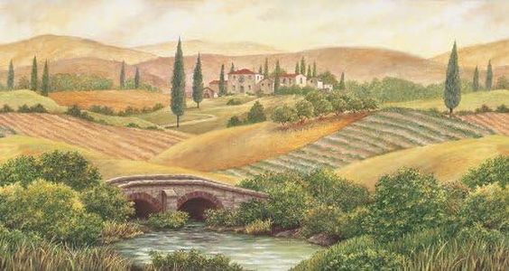 Brewster Round The World 259-72028 Pre-Pasted Wall Mural Tuscany View, 72-Inch Height x 108-Inch Width