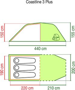 Coleman Coastline 3 Plus Tunnel Tent – 3 Person, Lightweight, Waterproof Awning